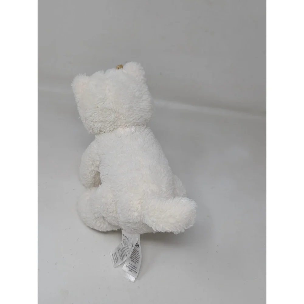 Carters‎ White Plush Kitty Cat Kitten Gold Bow 2017 Baby Lovey Animal